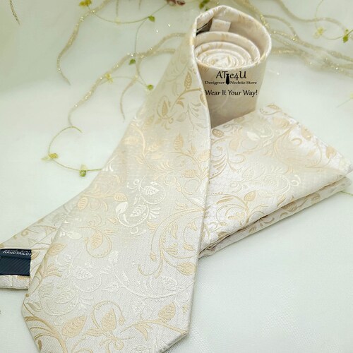 Beige Tie and Pocket Square Beige Wedding Tie Ties for Etsy