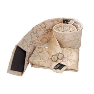 Champagne Gold Vine Tie and Pocket Square Set Champagne Wedding Ties ...