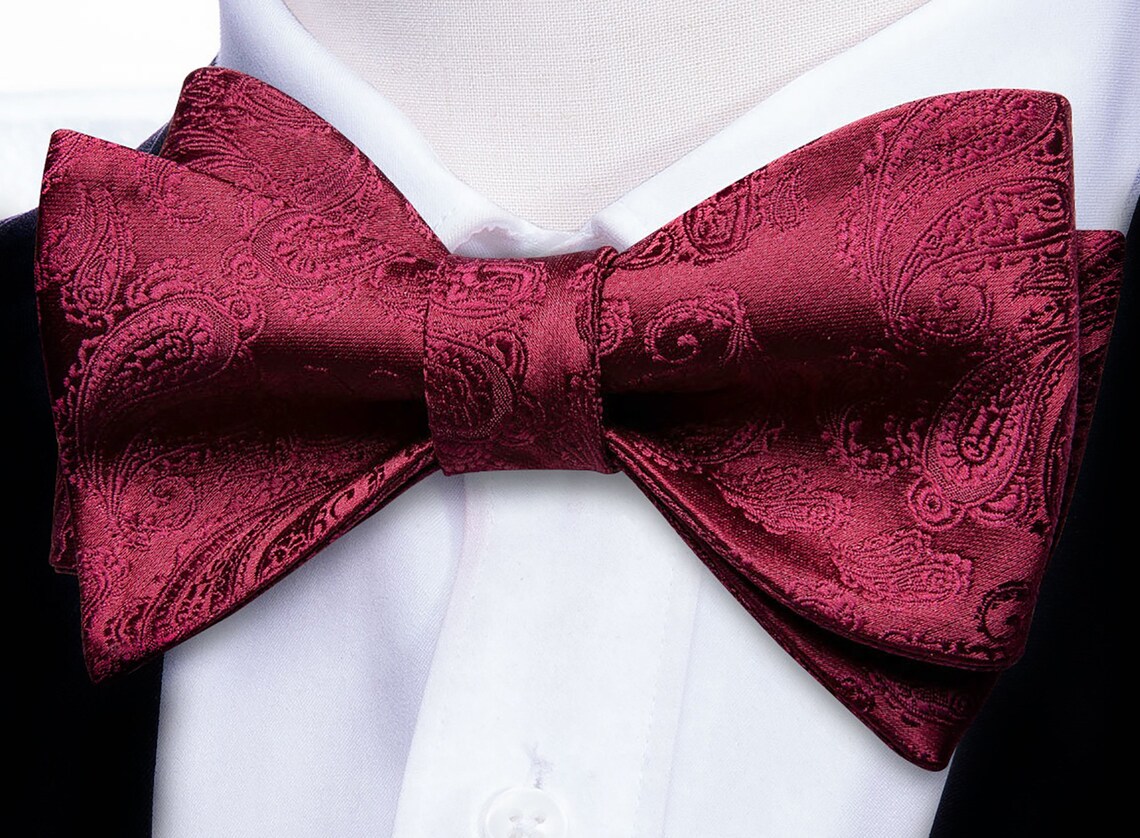 burgundy clip on bow tie