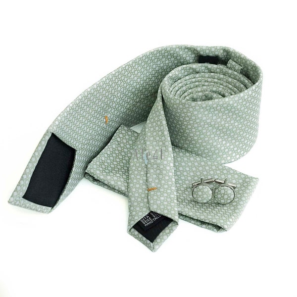 Sage Tie and Pocket Square Set - Sage Bow Tie Set - Groom and Groomsmen Sage Neckties - Dusty Sage Ties