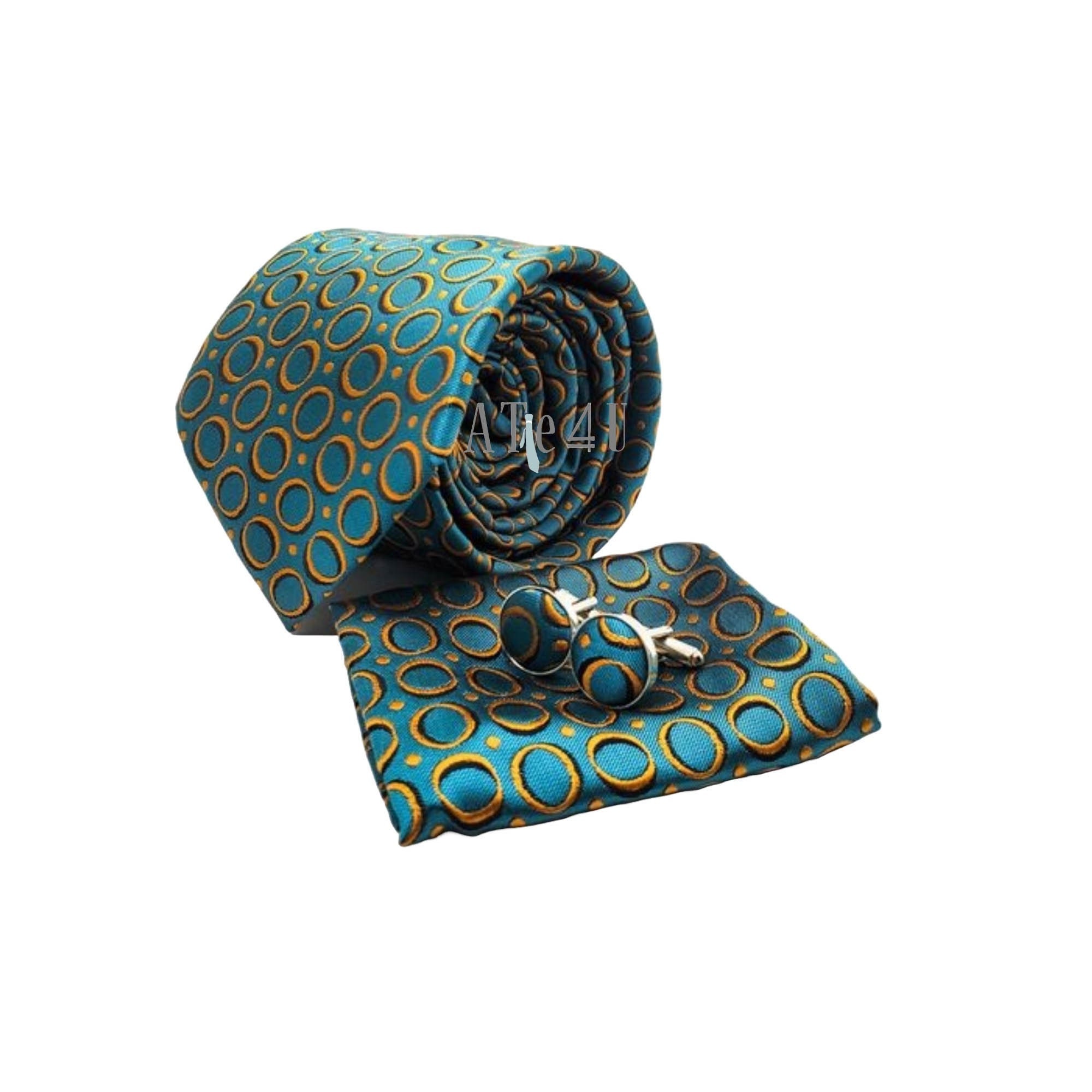 Teal Green and Gold Tie and Pocket Square Set Teal Business - Etsy