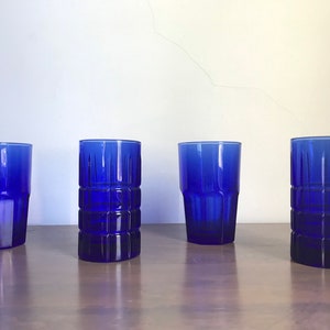 Set of Four Cobalt Blue Glasses