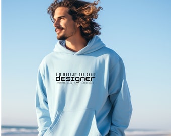 Warm, fluffy men's hoodie with Christian/motivational print: I'm made by the chief designer, "I'm made by the chief designer,