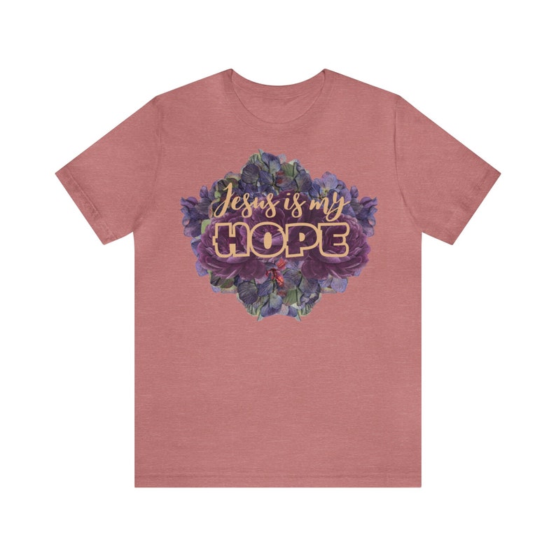 Damen Sommer Shirt mit zartem Blumendruck und Aufschrift: Jesus is my Hope