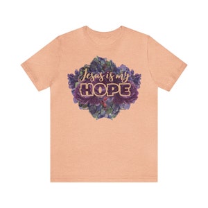 Damen Sommer Shirt mit zartem Blumendruck und Aufschrift: Jesus is my Hope