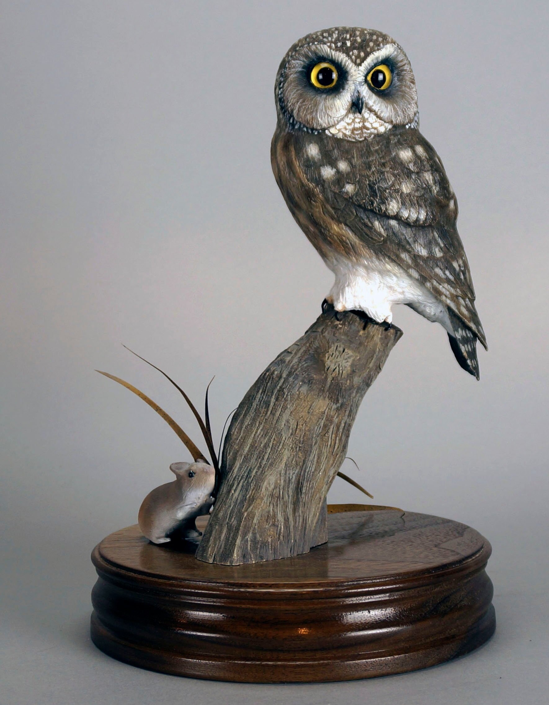 Wood Carving Custom Design Sawwhet Owl Hand Crafted Etsy
