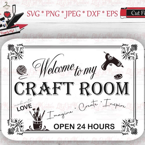 Welcome to My Craft Room Sign SVG Made With Love Vintage - Etsy
