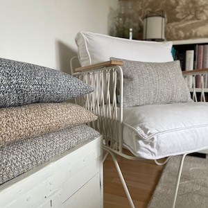 Decorative cushion in Mustard, Midnight Blue and Iced Brown tweed, Premium chic, timeless and contemporary collection
