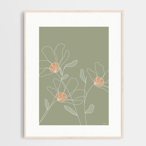 Blumen Wandbild, Blumen Illustration, Botanischer Druck, handgemachte Illustration, Blumendruck, Wanddekoration, Poster, A4 Größe
