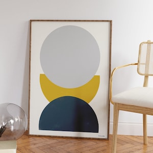 Arte geométrico, arte moderno, arte contemporáneo, impresión abstracta, impresión mínima, póster, arte de pared imprimible, decoración de pared, impresión A3, impresión azul