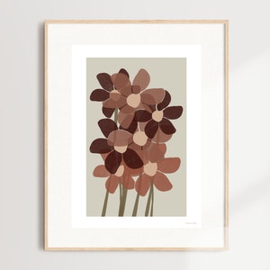 Blumen Illustration, Blumenfeld Illustration, Blumen Druck, Blumen Aquarell, handgemachte Illustration, Wanddruck, Wand dekor, A3 Größe