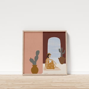 Sommer Druck, Sommer Druckbare, Sommer Druckbare Wandkunst, Kaktus Druck, Illustration Druck, 30x30 Druck, Wand dekor, Wandkunst, druckbare Kunst
