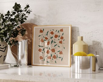 Stampa artistica con illustrazione botanica: decorazione murale floreale