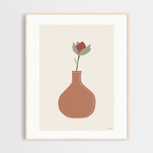 Ilustração de flores, arte de parede de cerâmica, impressão de parede de flores, impressão botânica, ilustração artesanal, decoração de parede, pôster, tamanho A4