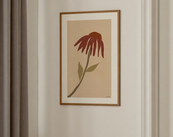 Impressão artística minimalista com ilustração de flores: pôster A3
