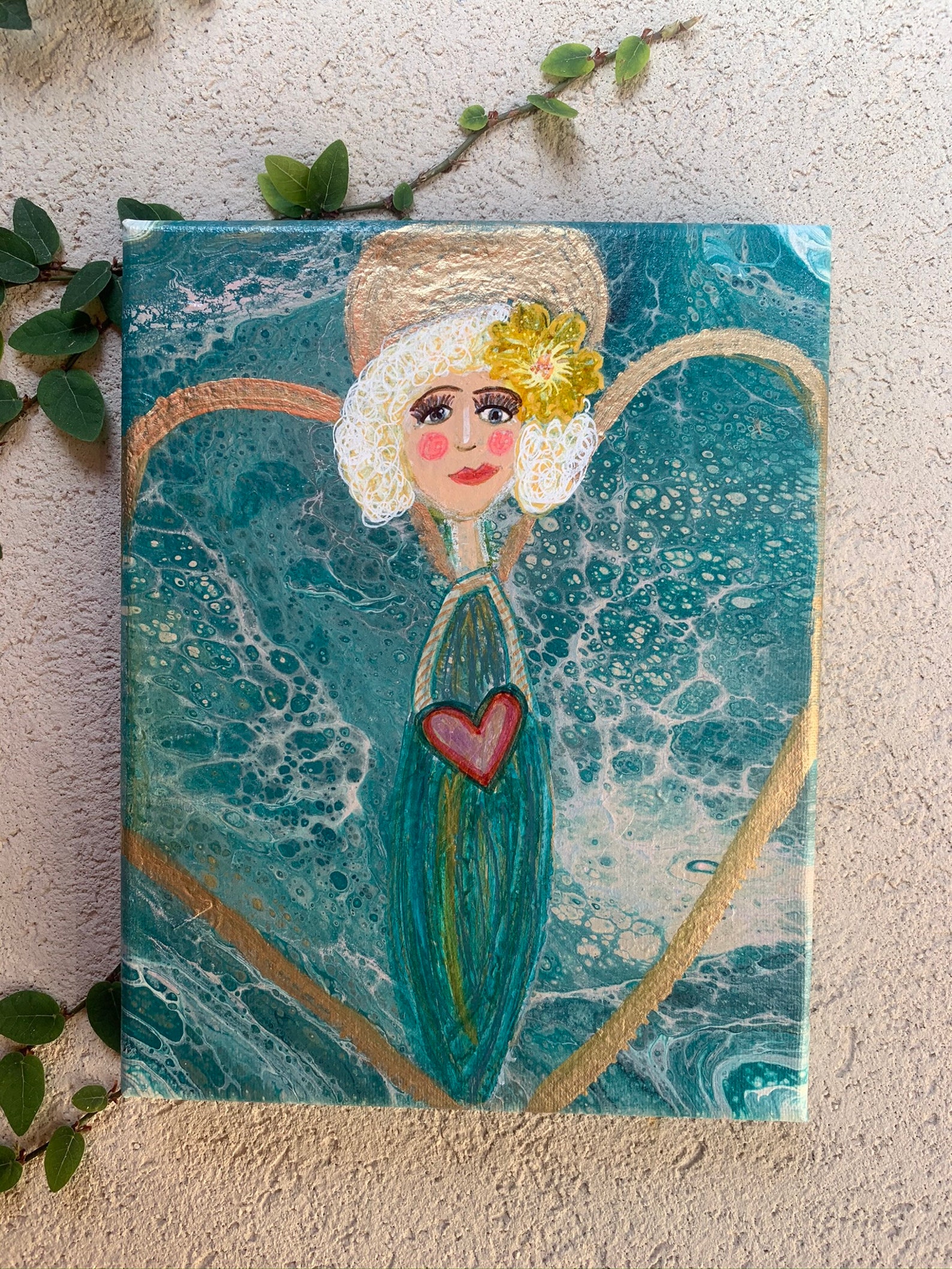 Mixed Media Angel Painting Inspirational Angel Angel Art Etsy