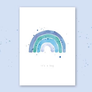 Boy birth card blue postcard congratulations on birth