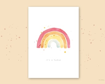 Rainbow Birth Card Postcard Congratulations Birth