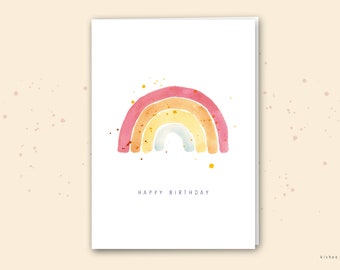 Klappkarte Geburtstag Regenbogen, Geburtstagskarte, Glückwunschkarte