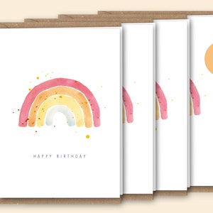 Folding card set of 4 birthday rainbow, birthday card, greeting card optionally with envelope made of recycled natural paper