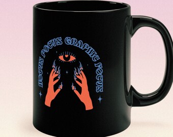 Hocus Pocus mok zwarte mok 11oz zwarte mok Latte mok koffiemok ontwerpen Hocus Pocus Design herfst mokken Halloween mok voor grafische ontwerpers mok