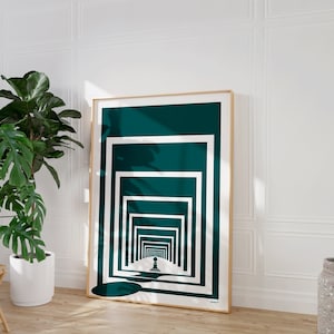Green Wall Art Midcentury Modern Art Print Geometric Art Poster for Home Decor Green Wall Decor Stripes Wall Art Chess Art for Chess Lovers