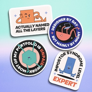 Stickers graphistes pour designers Stickers rigolos pour graphistes Insignes du mérite Feuille d'autocollants pour designers Cadeau pour designer