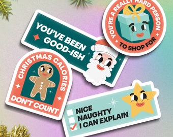 Onbeleefde kerststickers Grappige kerststickers Kerstcadeaus Sarcastische stickers Kerstcitaten Stickerpakket Kerstvinylstickers