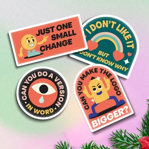 Customer Feedback Laptop Stickers for Designers Sticker Sheet Graphic Design Funny Quotes Sticker Gift for Designer Set of 8 Stickers