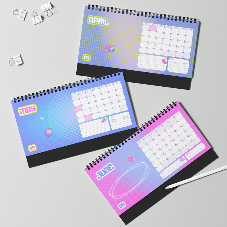 2024 Desk Calendar 2024 Calendar Pink Desk Calendar Y2K Aesthetic