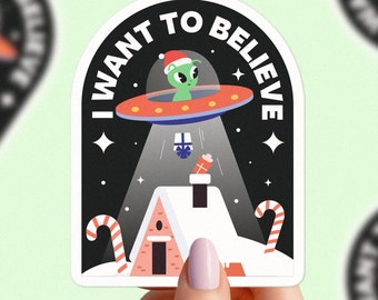 UFO sticker voor laptop grappige laptop sticker Alien geloven UFO gelovigen Vintage Retro sticker cadeau laptop sticker cadeau UFO liefhebbers sticker