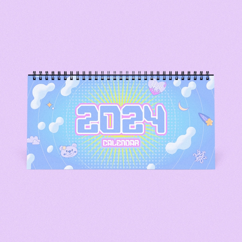 2024 Desk Calendar 2024 Calendar Pink Desk Calendar Y2K Aesthetic