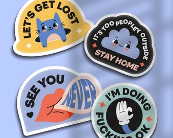 Snarky Stickers Aufkleber-Set, Vinyl, witzige Abziehbilder, lustige Laptop-Aufkleber, Zitat von Stciker, Sammlung, Extra Snarky Sticker Pack, 8 Vinyl-Edelsteine
