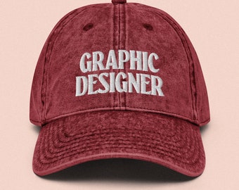 Grafisch ontwerper pet voor grafische ontwerpers Vintage hoed voor ontwerpers Geborduurde pet voor grafische ontwerpers Vintage katoenen twill pet