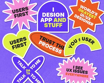 Stickers voor UX-ontwerpers Stickers voor onderzoekers Stickervel voor UX-schrijfset van 8 vinylstickers voor laptop UX-designercadeaus