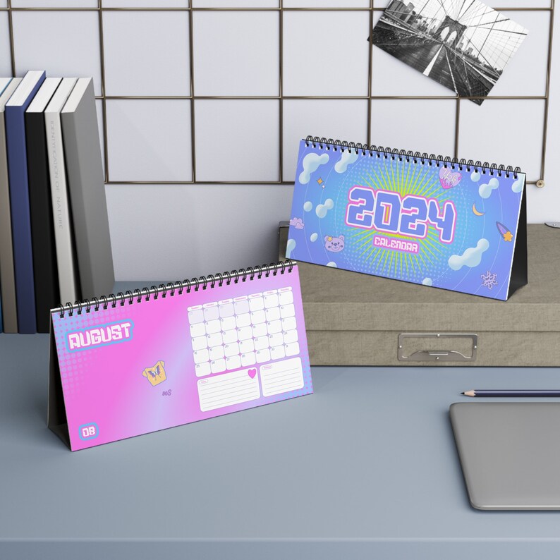 2024 Desk Calendar 2024 Calendar Pink Desk Calendar Y2K Aesthetic