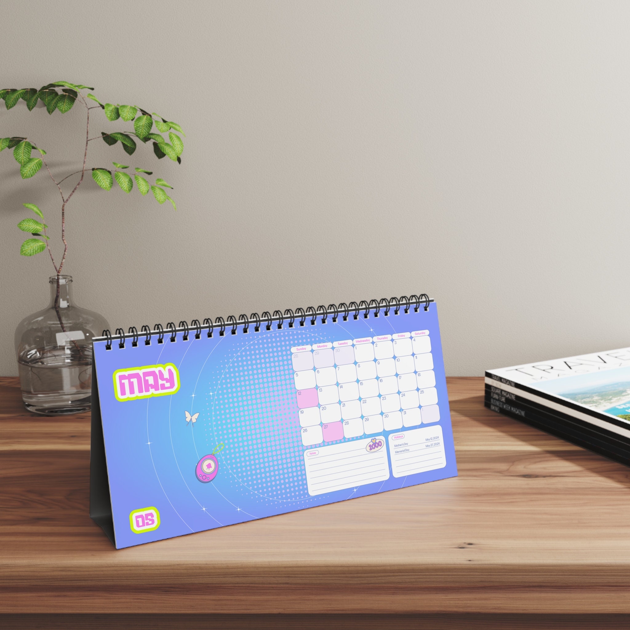 2024 Desk Calendar 2024 Calendar Pink Desk Calendar Y2K Aesthetic ...