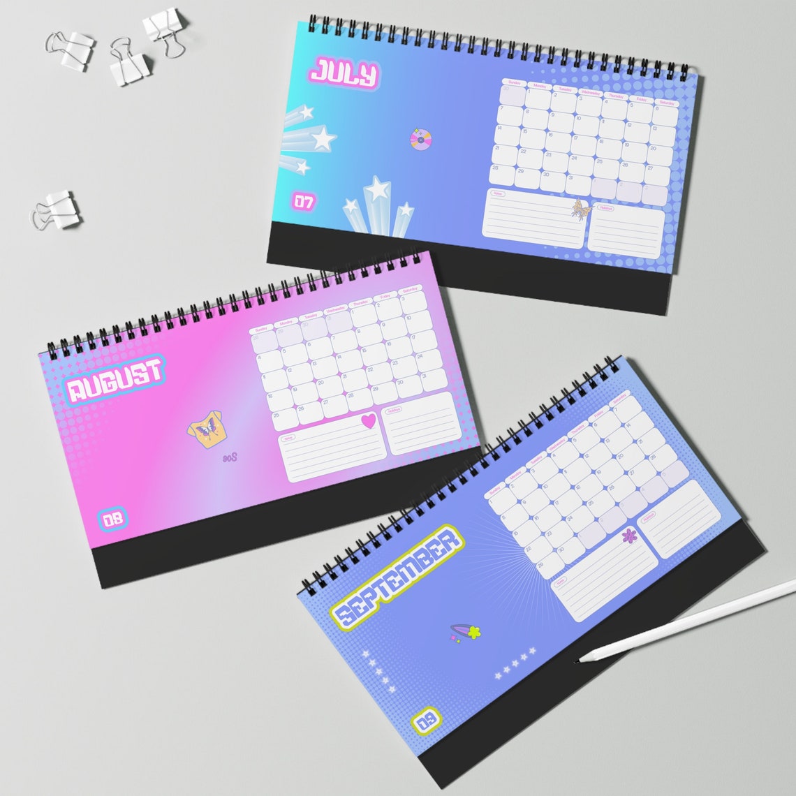 2024 Desk Calendar 2024 Calendar Pink Desk Calendar Y2K Aesthetic ...