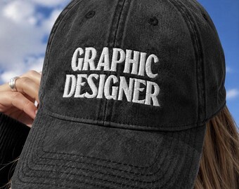 Berretto da graphic designer per graphic designer Cappello vintage da designer Berretto ricamato per graphic designer Berretto vintage in twill di cotone