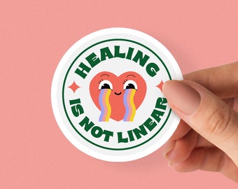 Geestelijke gezondheid sticker genezing is niet lineair sticker voor waterfles sticker laptop sticker positiviteit sticker schattige stickers KissCut vinyl sticker