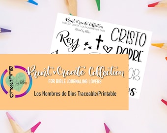 Print Create Collection - Bible Journaling Printable - Printable God Names - Anglais - Traceable - Téléchargement numérique