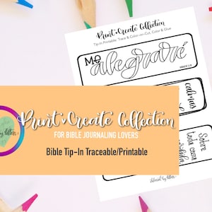 Print Create Collection - Bible Journaling Printable - Bible Tip-Ins - Español - Traceable - Margin Strips Art - Digital Download