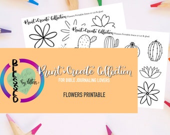 Imprimir Crear Colección - Diario Bíblico Imprimible - Flores Imprimibles - Rastreables - Descarga Digital
