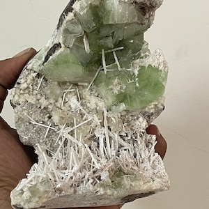 Green apophyllite with scolecite natural mineral specimens