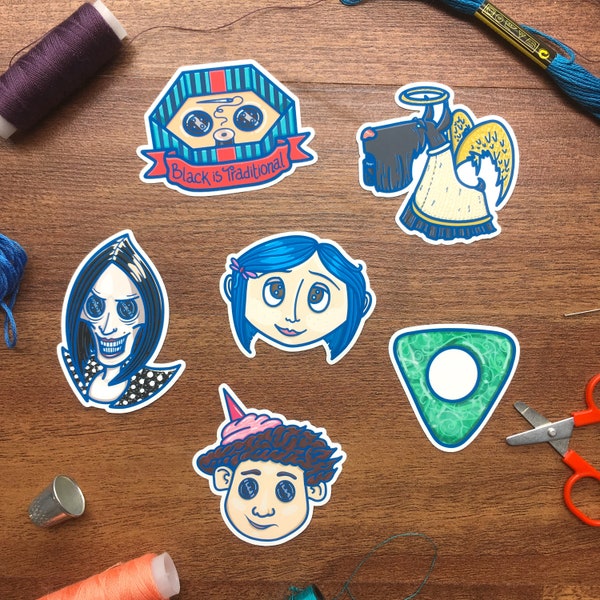 The Other Coraline Sticker Pack, Stop Motion Planner, Sketchbook, Laptop Stickers