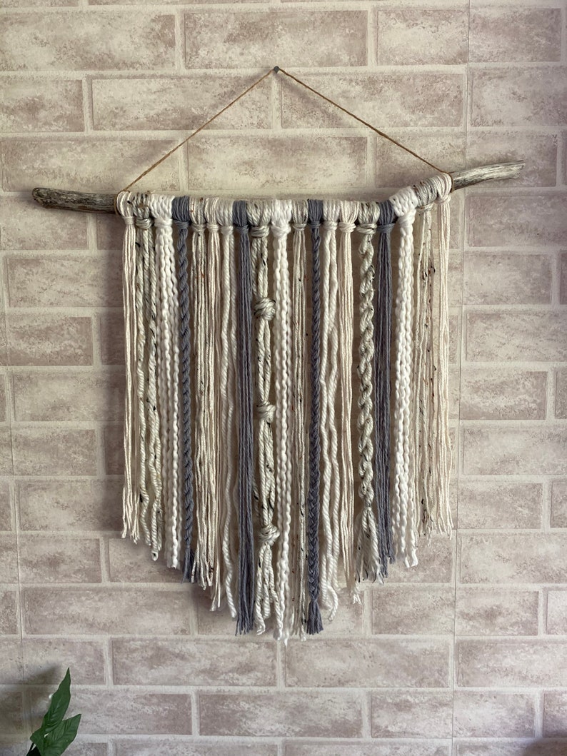 Neutral Driftwood Wall Hanging // Yarn Wall Hanging // Boho Etsy