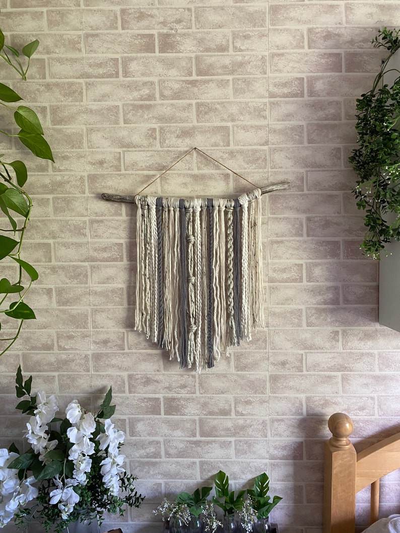 Neutral Driftwood Wall Hanging // Yarn Wall Hanging // Boho Etsy