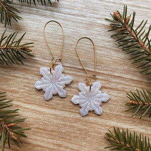 Big Snowflake Dangles // Polymer Clay Earrings