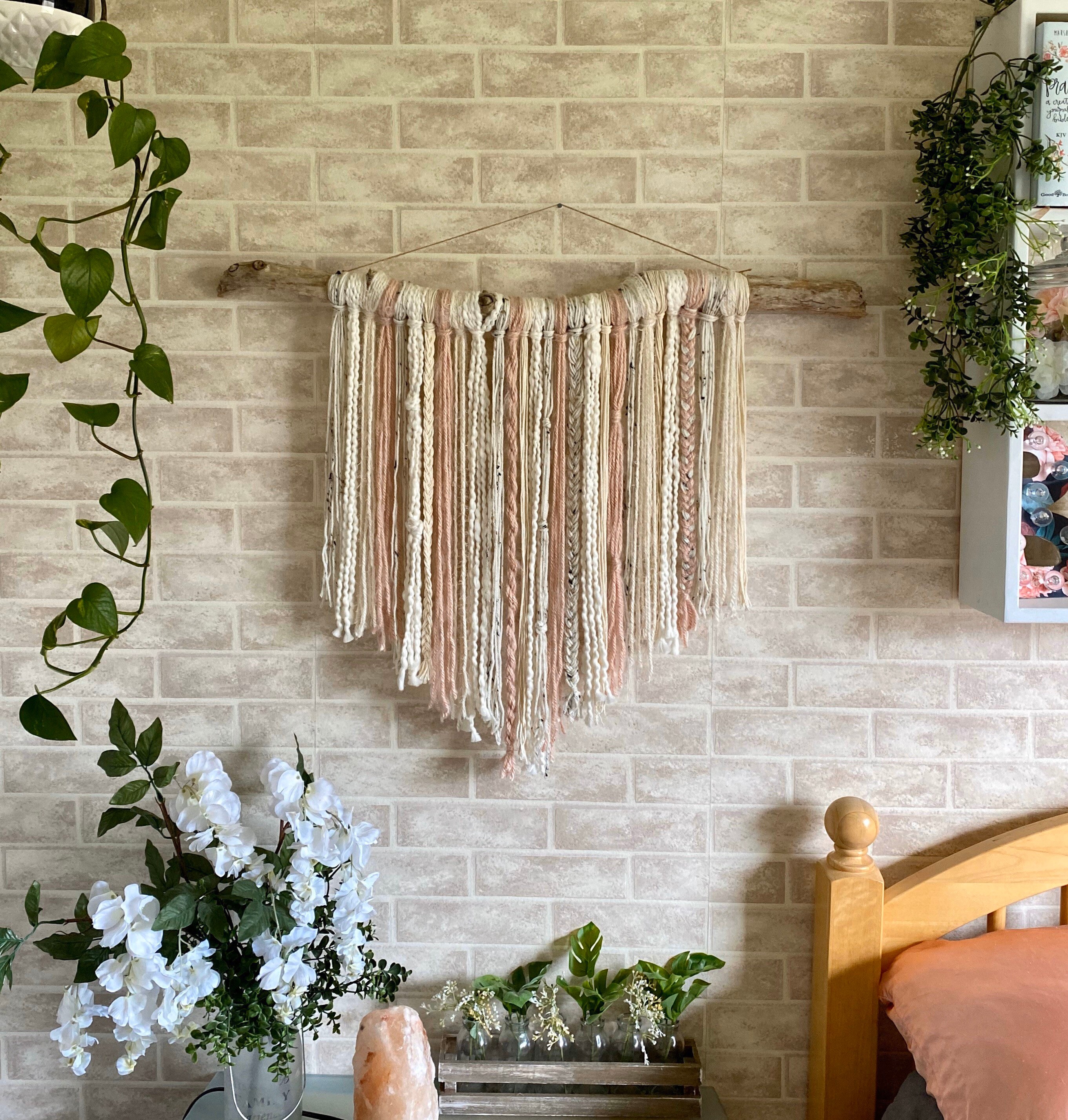 Rose Driftwood Wall Hanging // Yarn Wall Hanging // Boho Wall Etsy