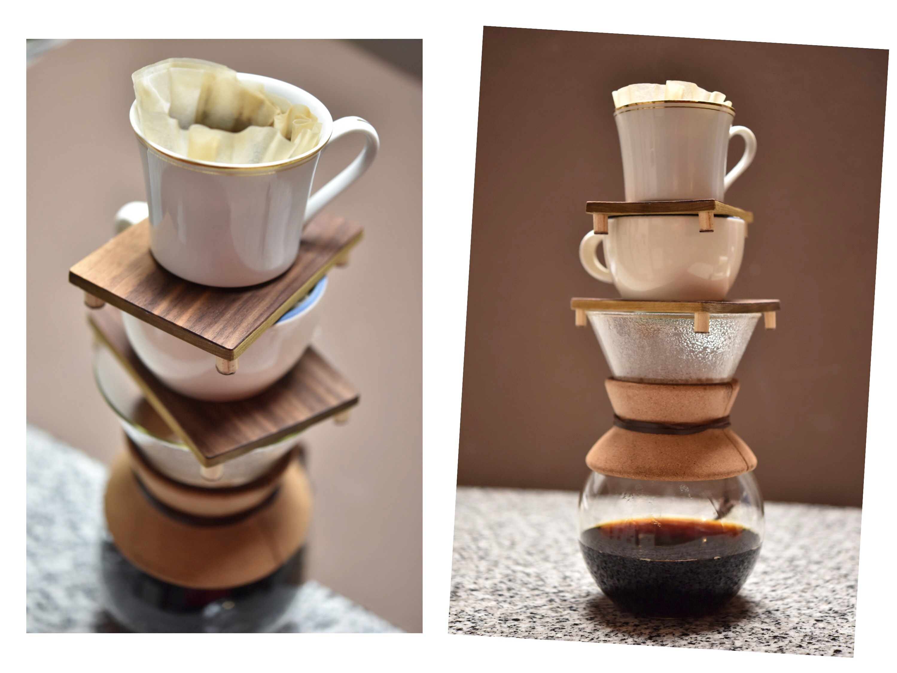 Hand Crafted Pour Over Coffee Dripper Set with a solid wood Etsy